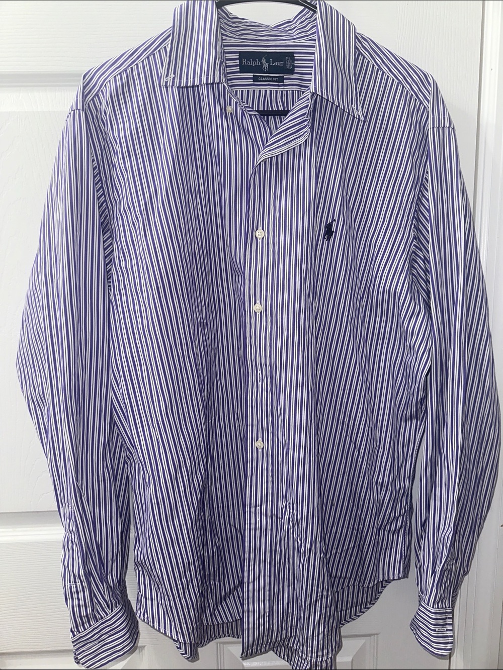 Ralph Lauren Purple and White Striped Dress Shirt